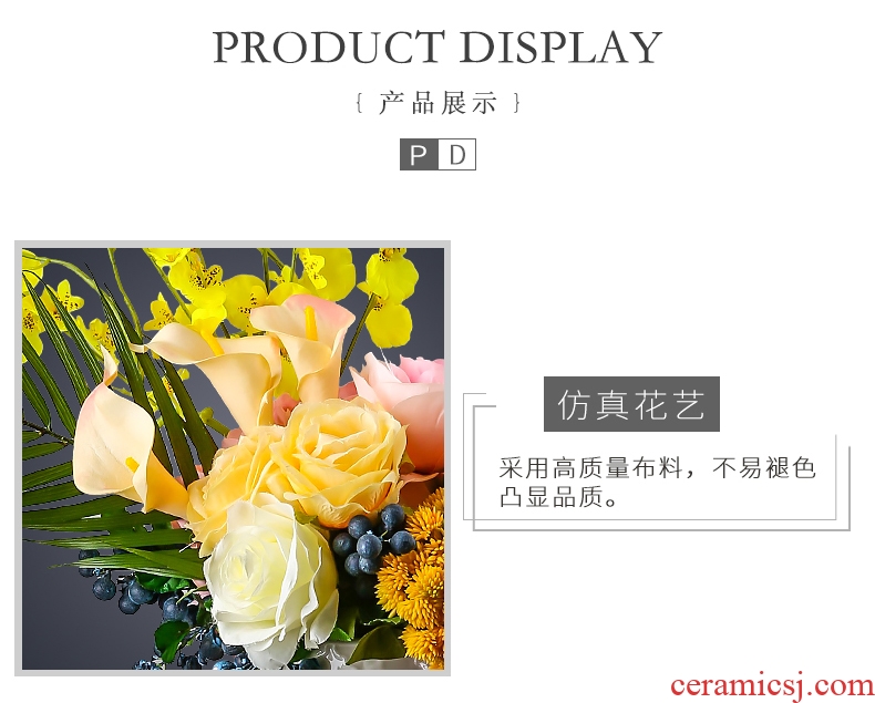 I and contracted sitting room of the new Chinese style household household dried flowers flower arrangement table decorations ceramic vases, suit furnishing articles