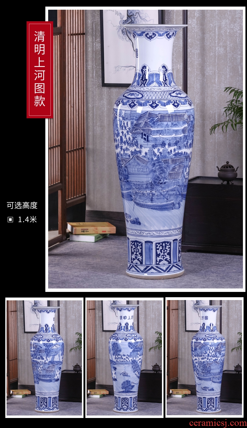 Jingdezhen ceramics of large red vase European - style villa living room decoration furnishing articles 1.2 meters large opening - 606278438231