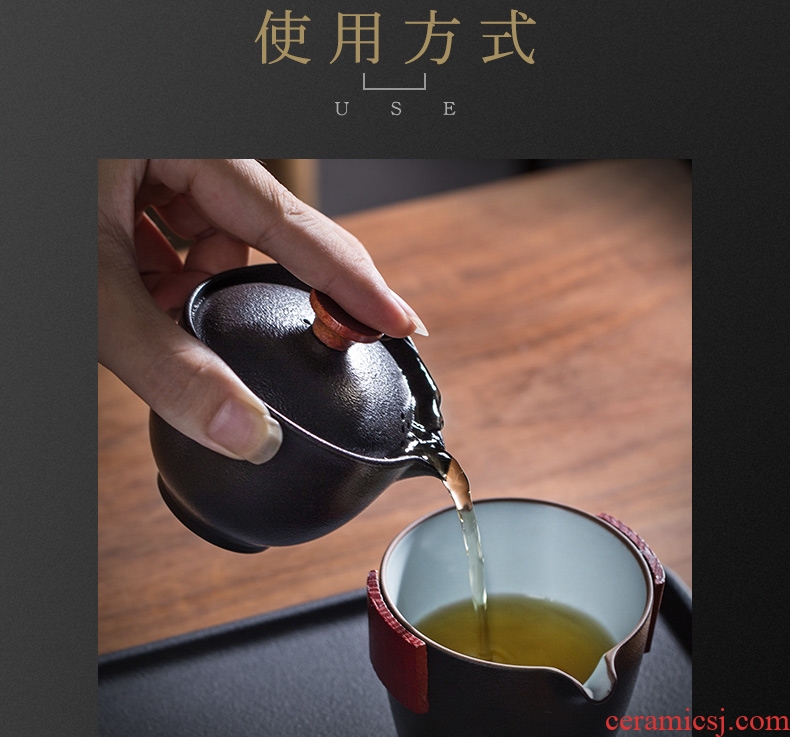 Michael crack and hall kung fu tea cup travel portable bag contracted tureen suit Japanese ceramic cups