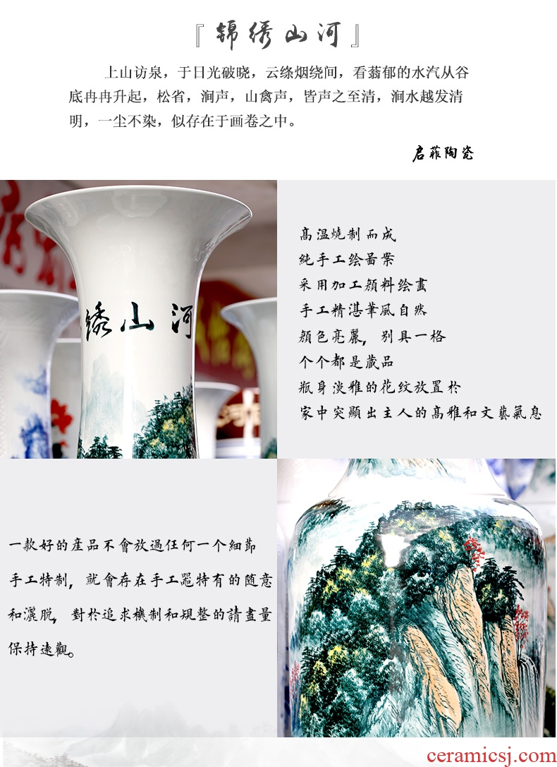 Light DEVY modern key-2 luxury jingdezhen ceramic vase hydroponic furnishing articles new Chinese flower arrangement sitting room hand big vase - 586427635630