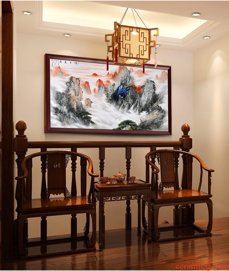 Jingdezhen ceramics porcelain plate painting Chinese sitting room adornment mural teahouse hang a picture to the sitting room porch gifts