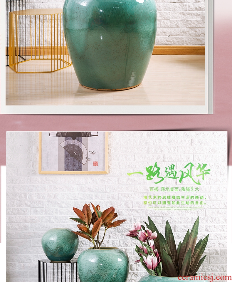 Restoring ancient ways of jingdezhen ceramic furnishing articles sitting room be born creative coarse pottery big vase crafts new Chinese style is contracted flower arrangement - 603685498770