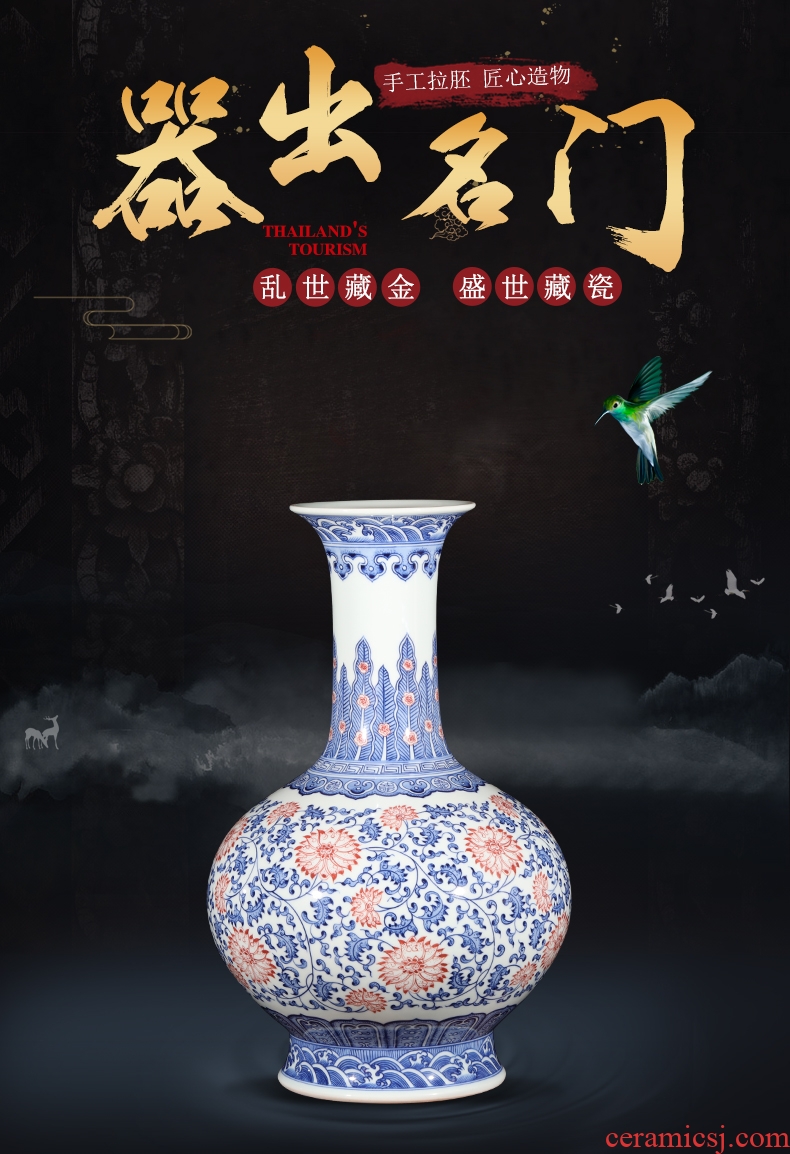 Jingdezhen ceramics imitation qianlong hand - made of blue and white porcelain vases, flower arranging new Chinese style living room home furnishing articles