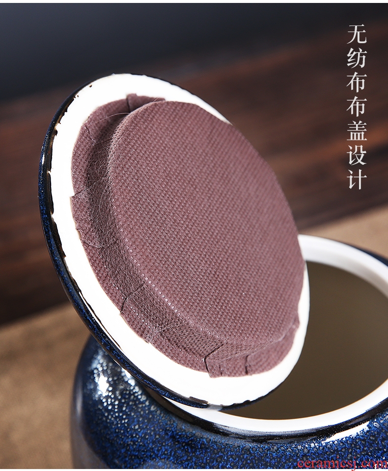 Auspicious edge caddy fixings ceramic large red glaze, a kilo is installed seal storage POTS of tea packaging household