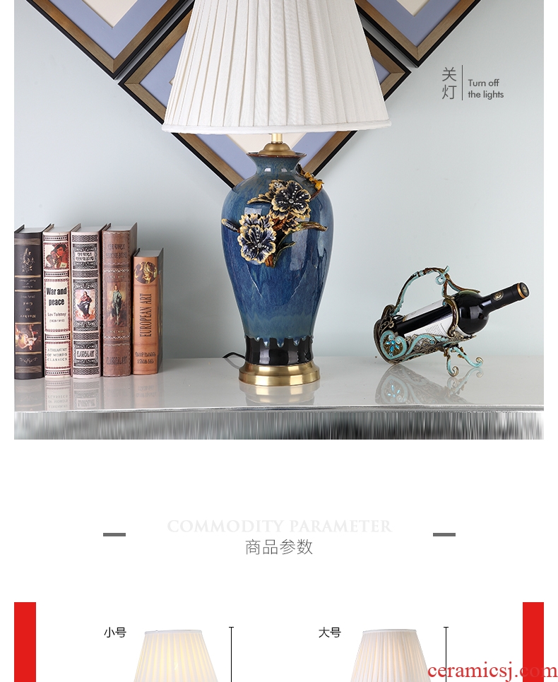 Cartel colored enamel lamp sitting room key-2 luxury type copper ceramic lamp is acted the role of creative villa of bedroom the head of a bed