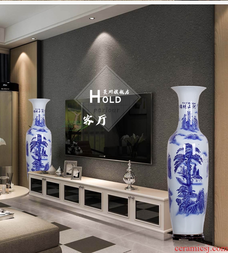 Jingdezhen chinaware bottle of archaize splendid sunvo large blue and white porcelain vase hotel furnishing articles sitting room adornment - 529165900502