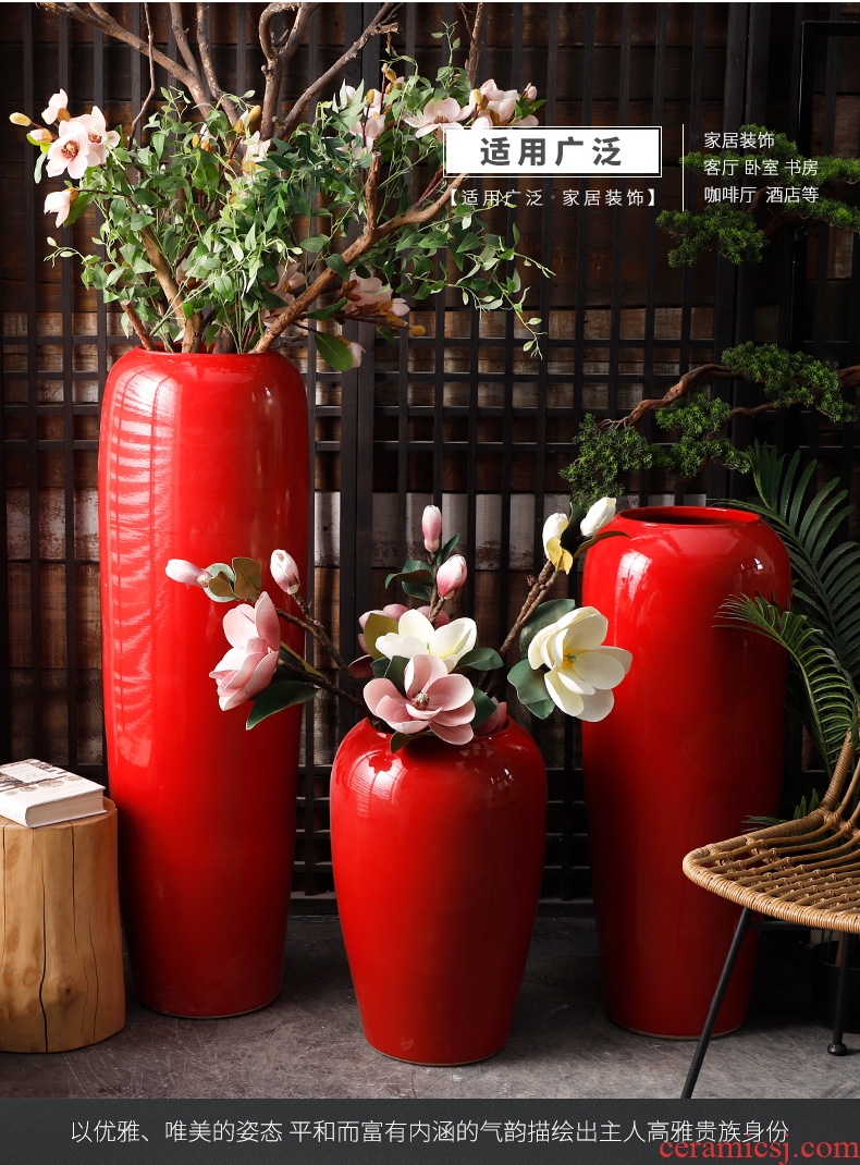 Contracted and I jingdezhen ceramic dry flower of large vase restoring ancient ways furnishing articles sitting room flower arranging flowers, checking pottery - 559729067698