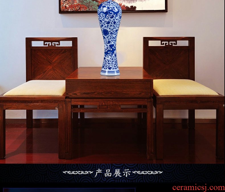 Continuous grain of jingdezhen blue and white vase sitting room of Chinese style restoring ancient ways chinaware coarse pottery zen gao furnishing articles