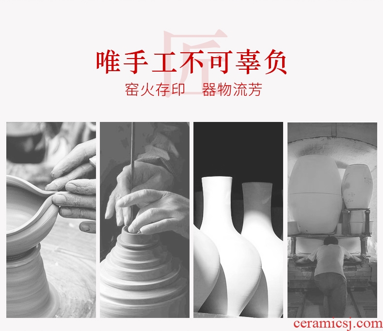 Ceramic vases, flower arrangement sitting room place I and contracted retro dry flower of large European jingdezhen porcelain pot - 602105921466