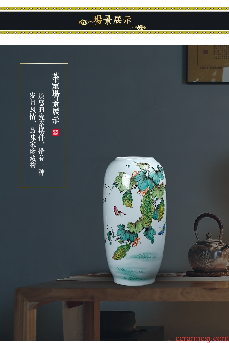 Jingdezhen ceramic peony vases, flower arranging machine sitting room office decorations restoring ancient ways furnishing articles large porcelain - 606443511735