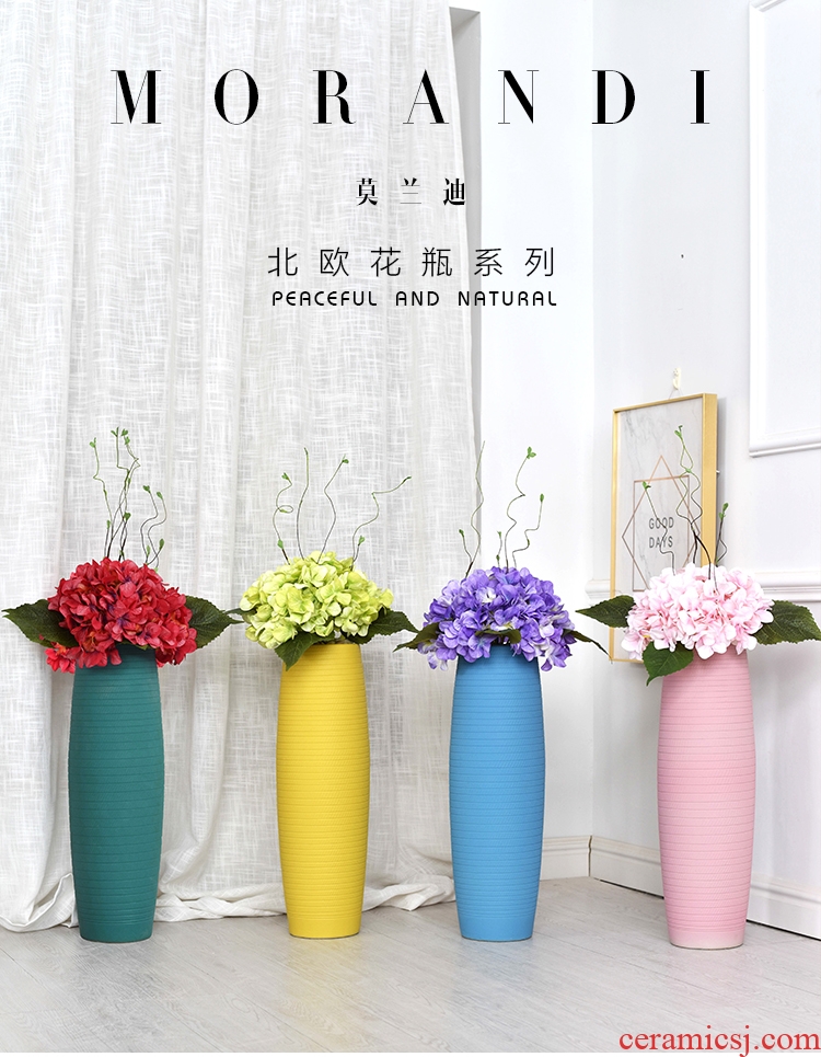 Jingdezhen ground vase large - sized ceramic furnishing articles I and contracted home sitting room decorates porch retro flower arranging big - 603851330615