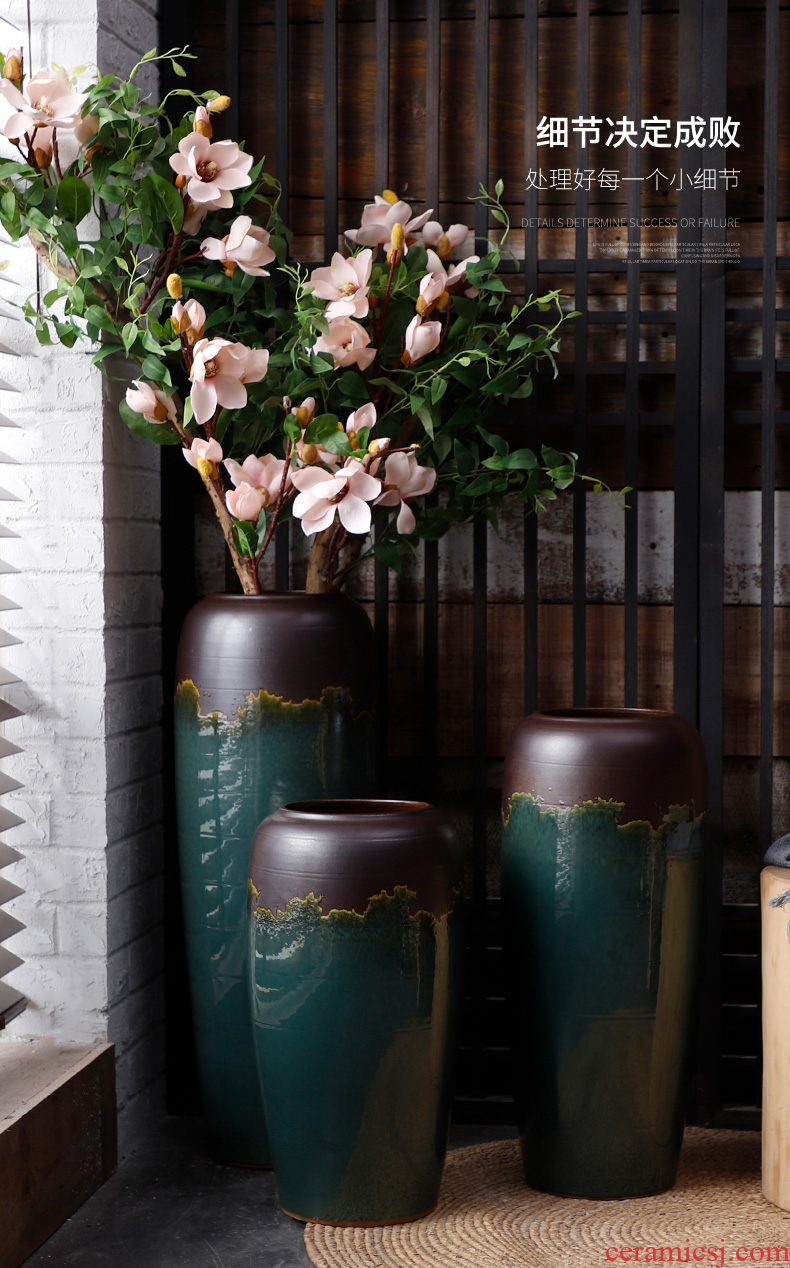 Restore ancient ways the ground ceramic big vase high dry flower arranging flowers sitting room jingdezhen ceramic ornaments furnishing articles pottery coarse pottery - 571559502033