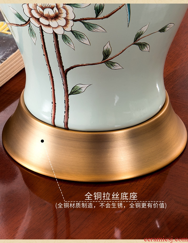 Santa marta tino, new Chinese style full copper ceramic desk lamp lights ikea creative children room small desk lamp of bedroom the head of a bed blue