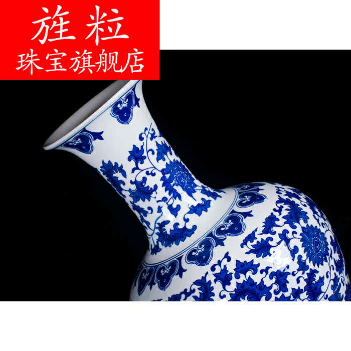 Continuous grain of jingdezhen ceramic general large as cans of blue and white porcelain vase modern vogue to live in the living room