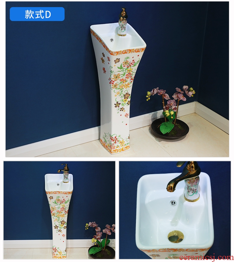 Ceramic basin of pillar type lavatory retro art basin is suing pillar one floor toilet lavabo