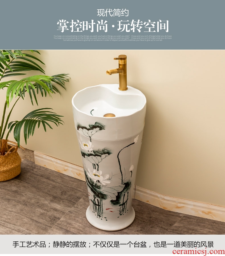 Lotus ceramic column basin floor type restoring ancient ways an outdoor courtyard lavatory toilet lavabo
