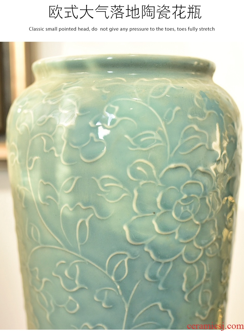 Jingdezhen ceramics bound branch lotus open piece of archaize crack glaze landing big blue and white porcelain vase furnishing articles - 530272876423