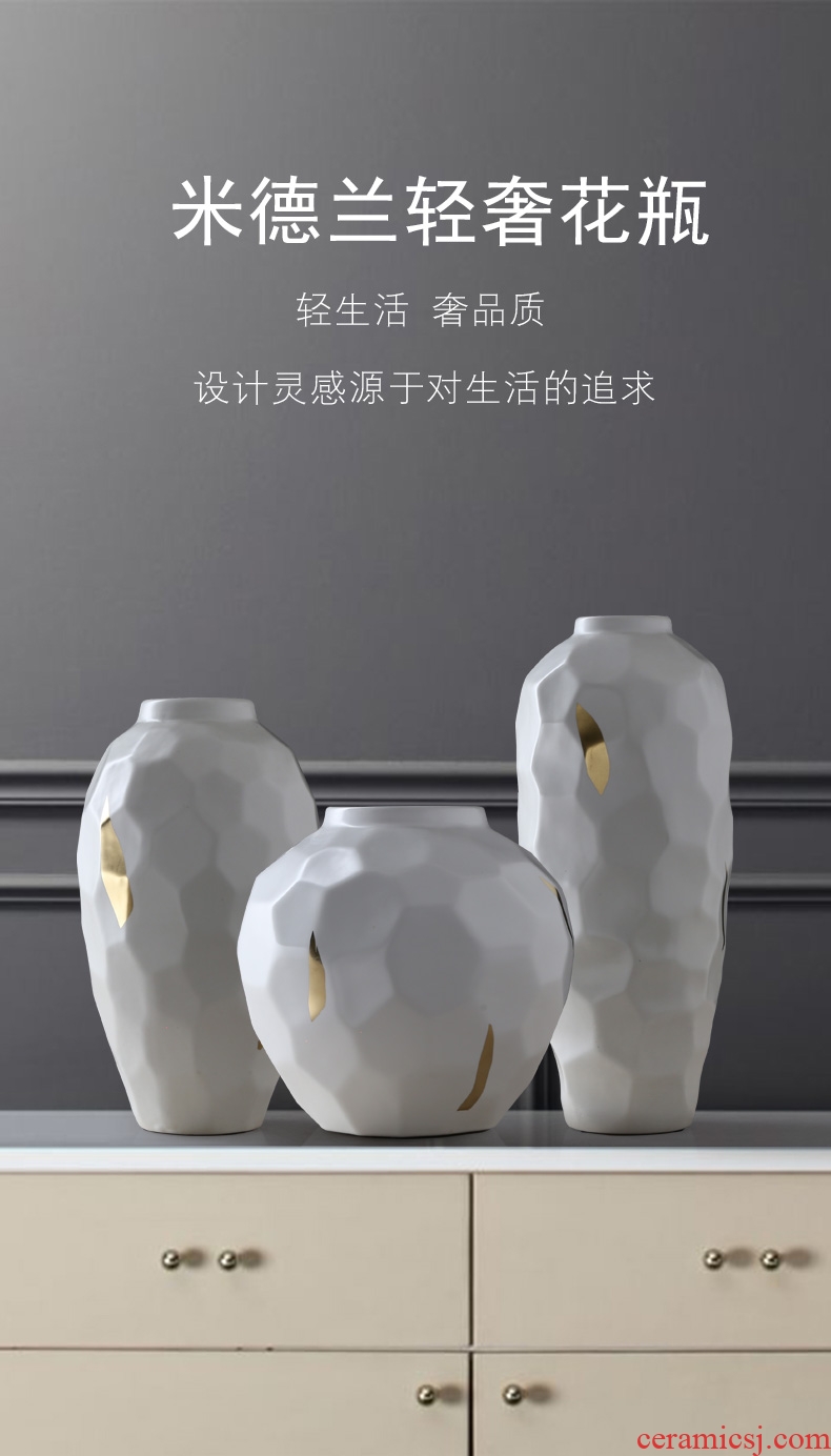Furnishing articles sitting room vase landed European - style jingdezhen ceramics high dry lucky bamboo I and contracted large style - 598079863641