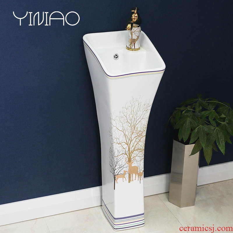 Ceramic basin of pillar type lavatory retro art basin is suing pillar one floor toilet lavabo