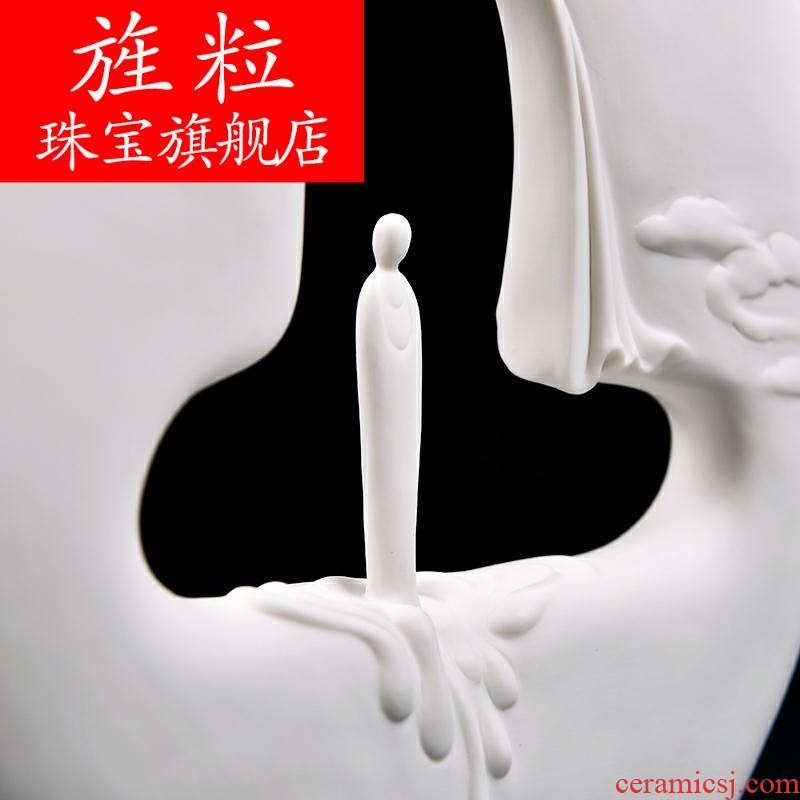 Bm Chinese style living room ceramic zen furnishing articles dehua porcelain sculpture art knot of zen