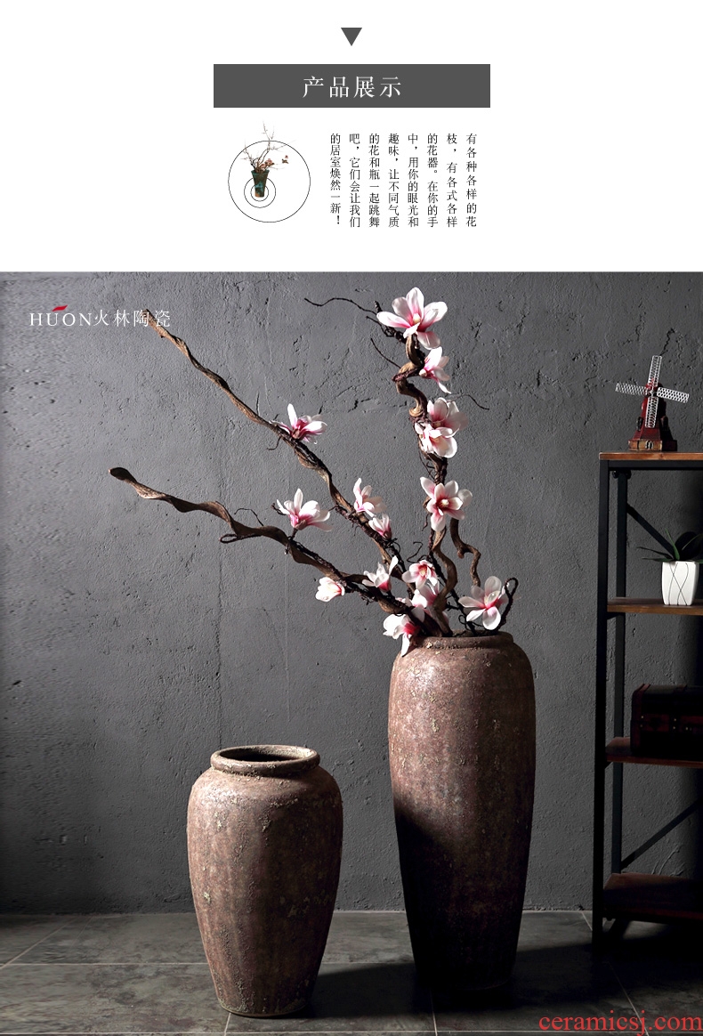 Jingdezhen ceramic large diameter vase furnishing articles Nordic light key-2 luxury home new Chinese flower arranging sitting room adornment flowers - 587778441659