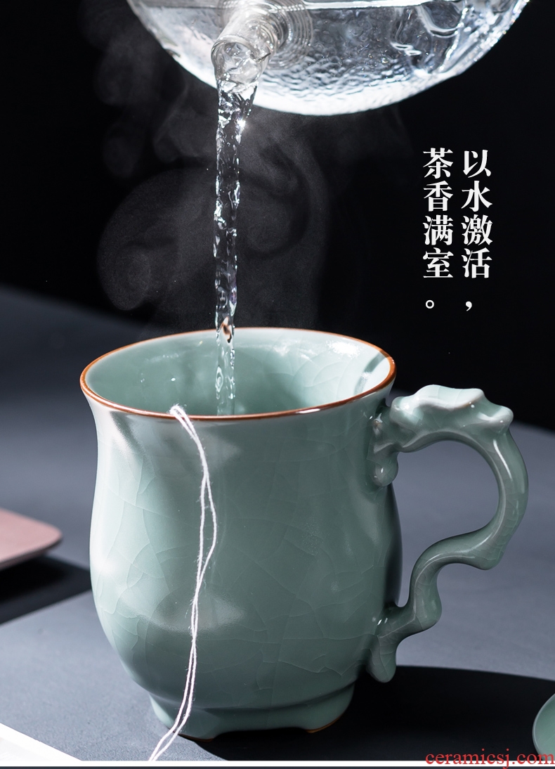 Office cup dragon cup with cover to mark your kiln ceramic cups creative large capacity home office glass cup