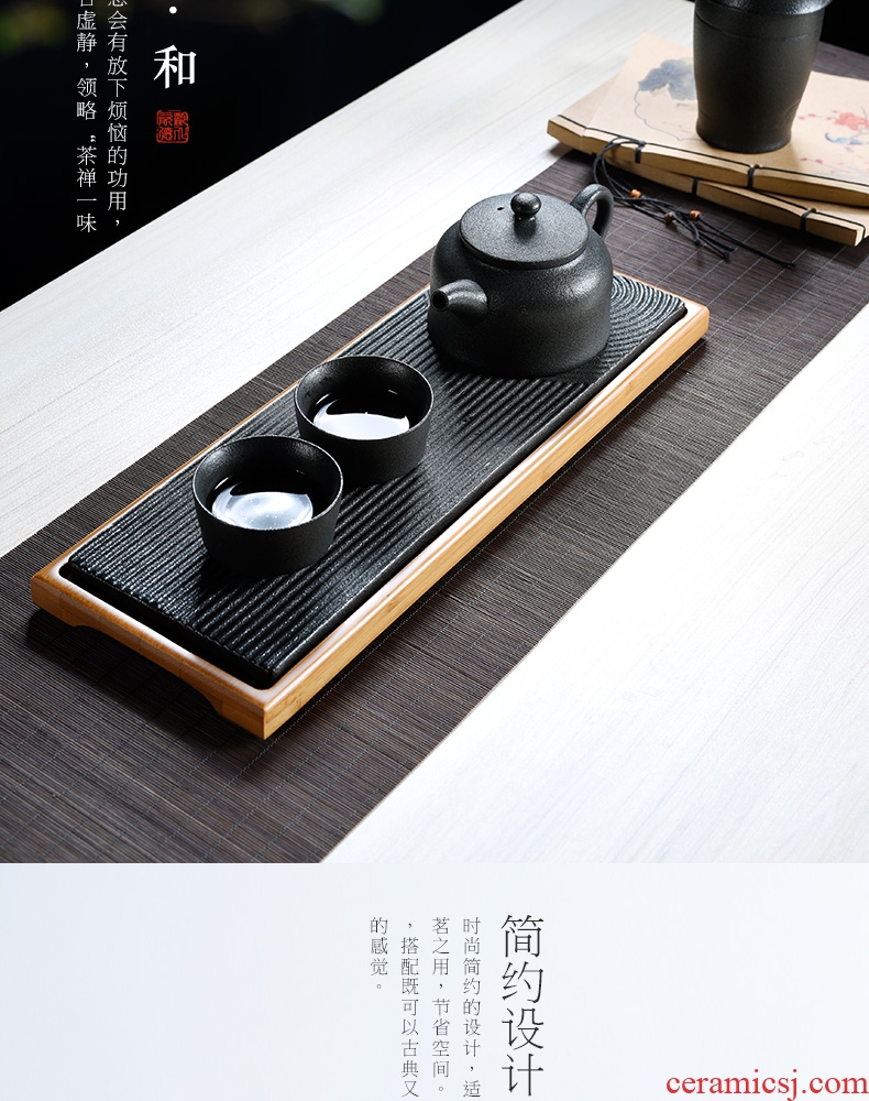 Beauty cabinet household contracted rectangle saucer plate Japanese ceramic tea tray tea sea kung fu tea tea table dry foam plate