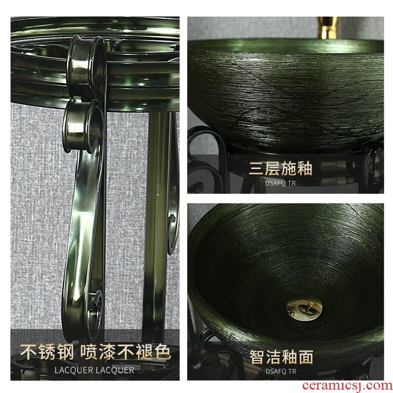 Ceramic glaze pillar pillar type lavatory basin art sink one floor type basin pillar type basin