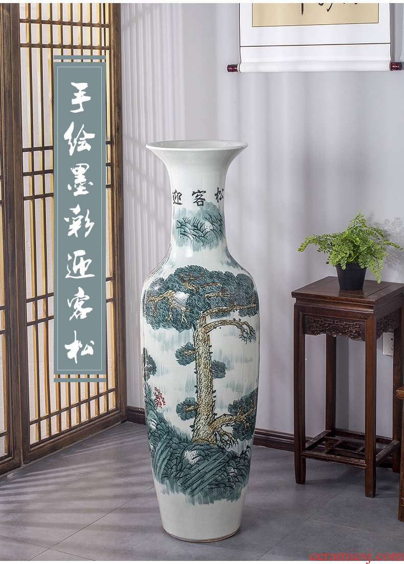 Large ceramic vase household soft adornment landing Chinese style restoring ancient ways furnishing articles up sitting room hotel lobby flower arranging device - 598089024520