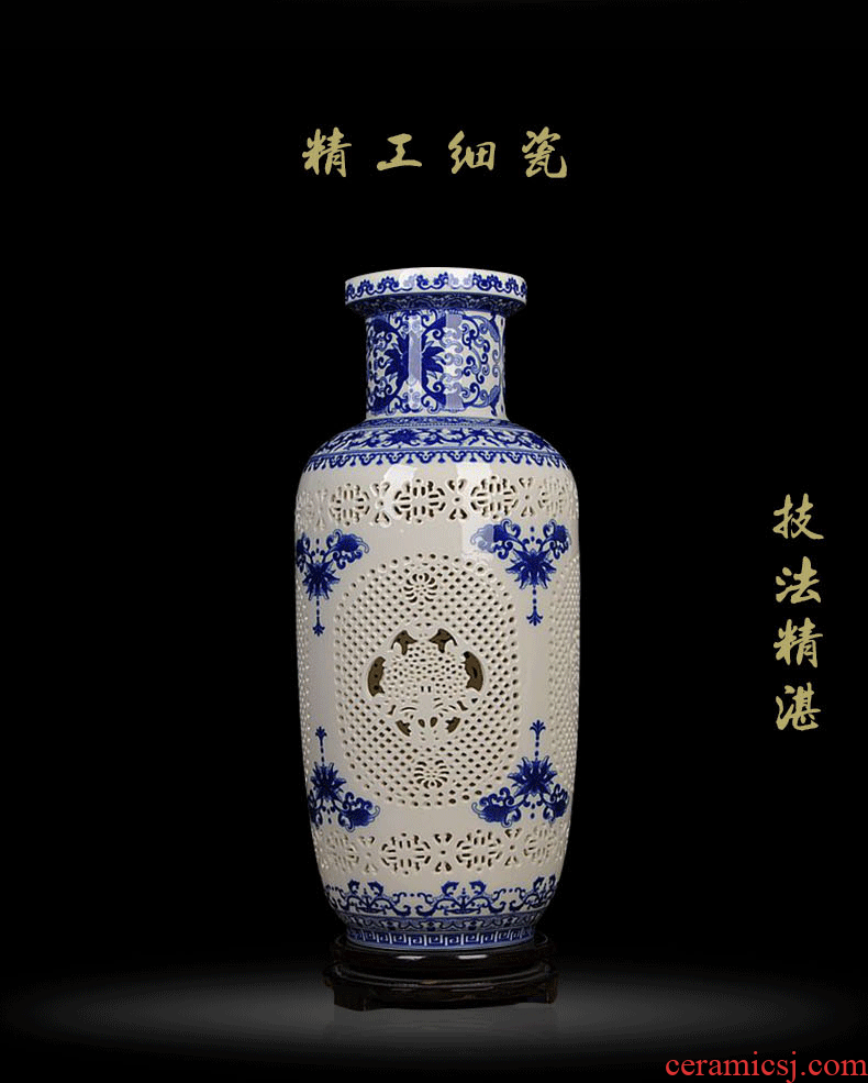 New Chinese style household jingdezhen ceramic decorative vase furnishing articles large sitting room porch flower arranging, porcelain decoration - 535863777714
