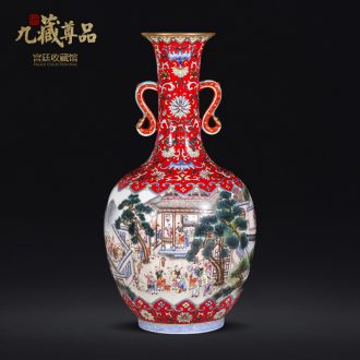 Archaize colored enamel medallion the ancient philosophers filled with a pair of jingdezhen ceramic vases, antique collection of Chinese style furnishing articles