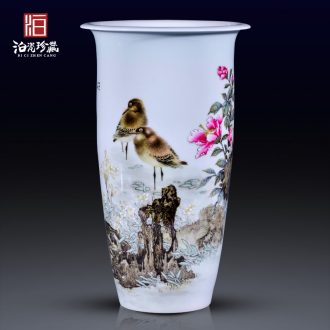 Jingdezhen ceramic all hand-painted flower vase decoration decorate the sitting room of Chinese style household study collection flower arranging furnishing articles