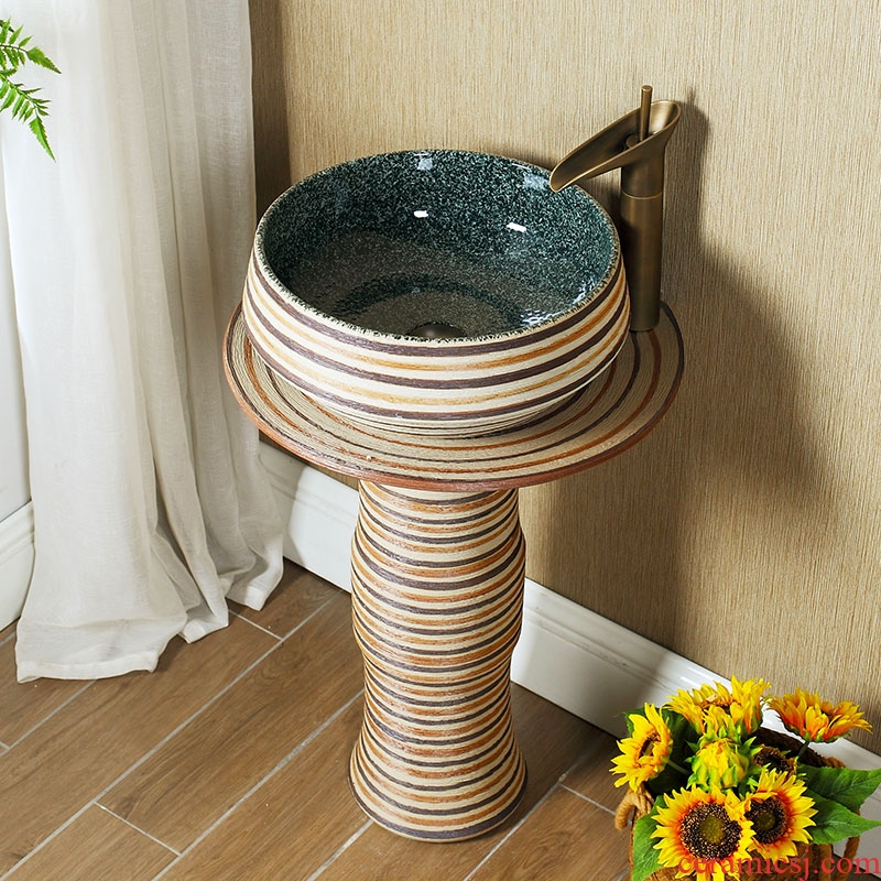 M the one-piece pillar basin floor type restoring ancient ways ceramic basin vertical sink basin of pillar type lavatory