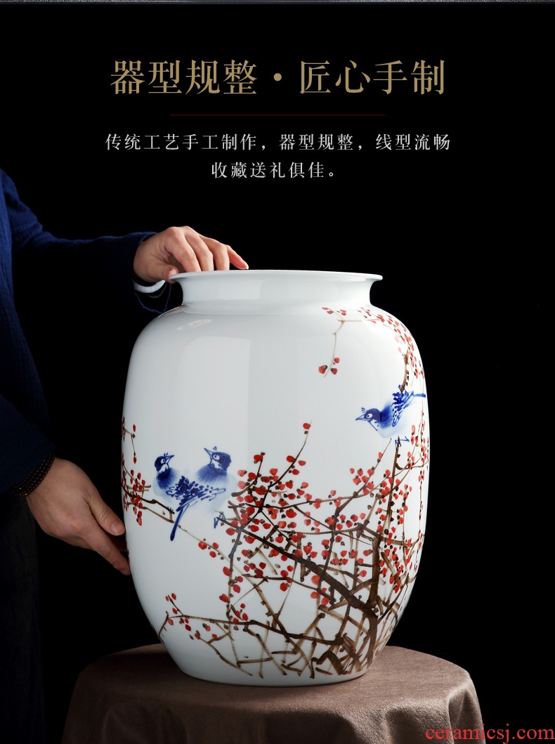 Jingdezhen ceramic hand - made big blue and white porcelain vase furnishing articles sitting room of Chinese style household rich ancient frame flower arranging porcelain decoration - 598599289846