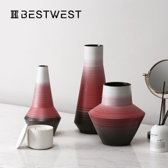 BEST WEST designer ceramic vase furnishing articles of new Chinese style living room large vase soft light key-2 luxury decoration