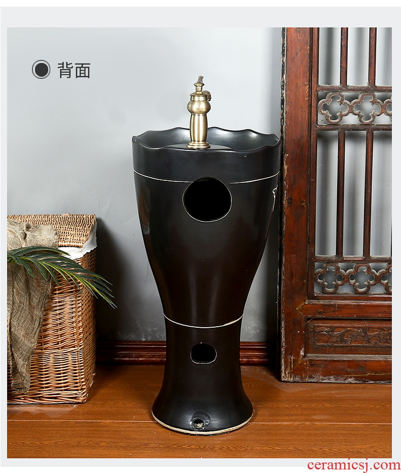 Archaize ceramic toilet one - piece basin balcony column type lavatory floor balcony column basin