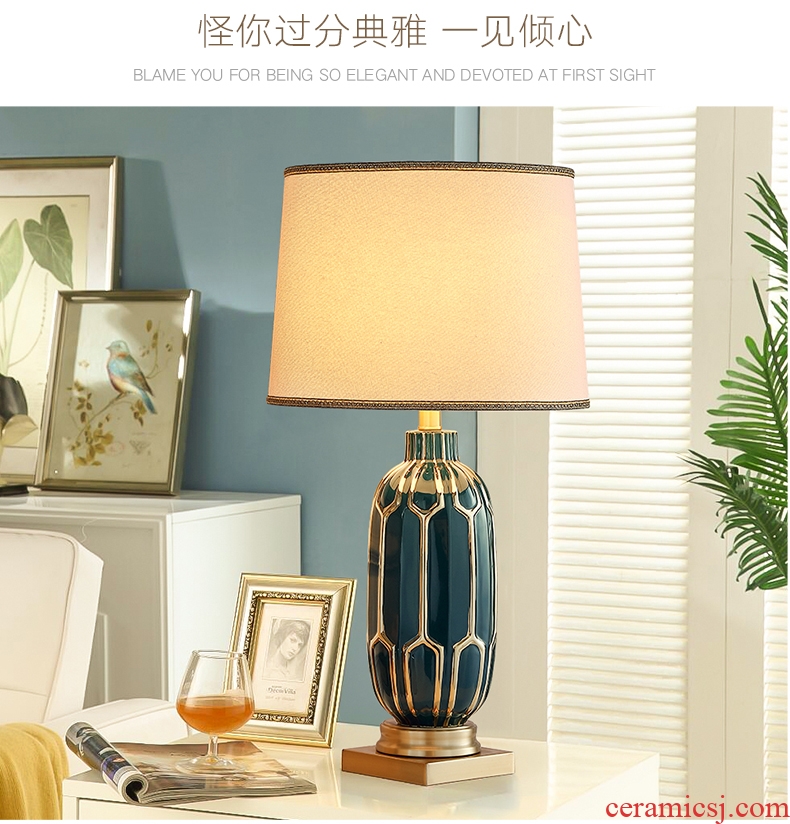 American simple ceramic desk lamp bedroom I new modern Nordic light key-2 luxury home bedside lamp example room living room