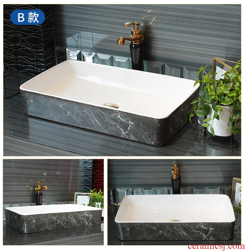 Contracted on the ceramic bowl lavatory square black marble basin of household toilet lavabo art