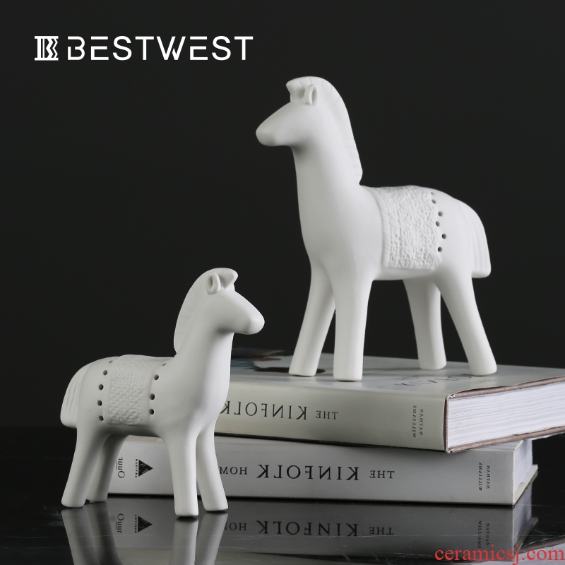 Creative ceramic pony furnishing articles biscuit firing contemporary and contracted home sitting room ark adornment cute desktop small ornament
