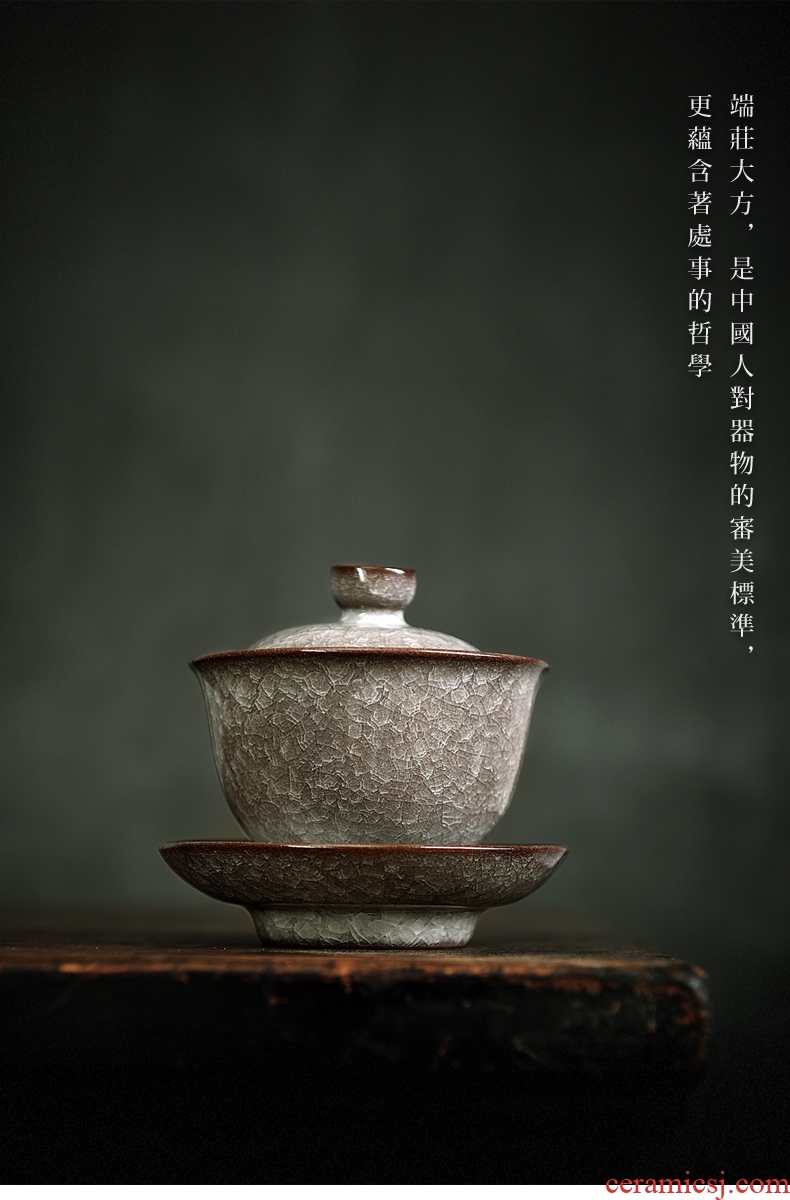 Longquan celadon manual only three tureen ceramic cups large single cracked ice tea tea bowl elder brother up with household