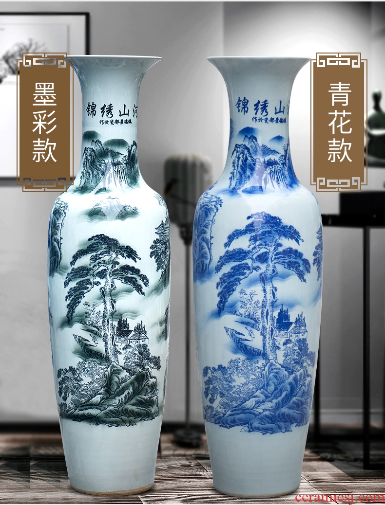 Jingdezhen ceramics furnishing articles sitting room flower vase hand - made scenery of new Chinese style household decoration large TV ark - 22272223477