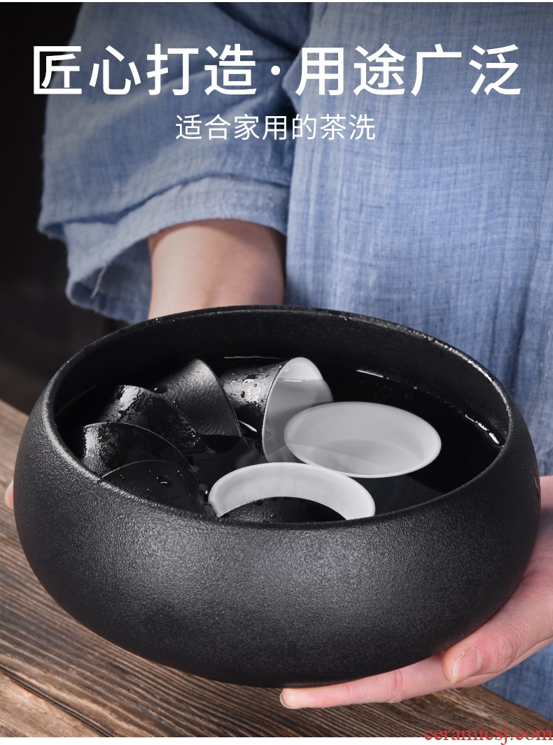 HaoFeng large tea wash with tea urn writing brush washer from coarse ceramic tea set accessories for wash cup bowl of tea accessories for wash water jar