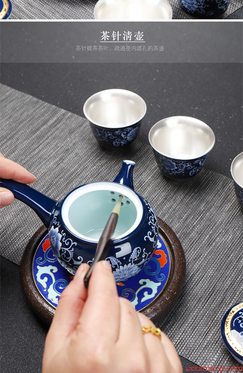 Recreational product obsidian become tea tin ceramic tea red glaze, 6 gentleman ebony kung fu tea tea tray accessories kit