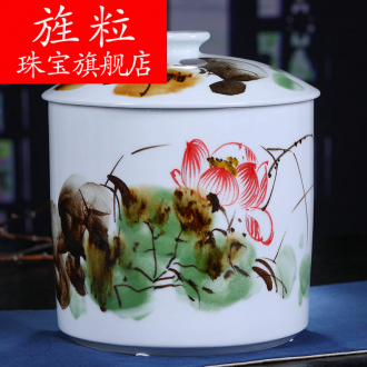 Continuous grain of jingdezhen ceramic large lotus tea pot tea cake tea pot moistureproof hand - made restoring ancient ways