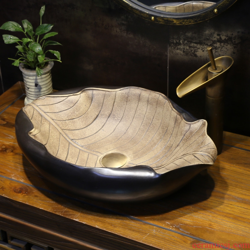 Retro art stage basin special-shaped ceramic lavatory creative personality basin archaize on the sink