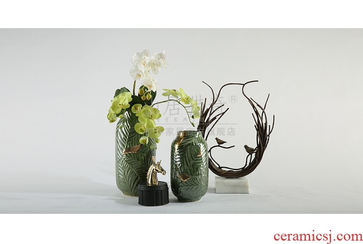 Antique hand - made porcelain of jingdezhen ceramics youligong double elephant peach pomegranate flower vase decoration - 548481466267