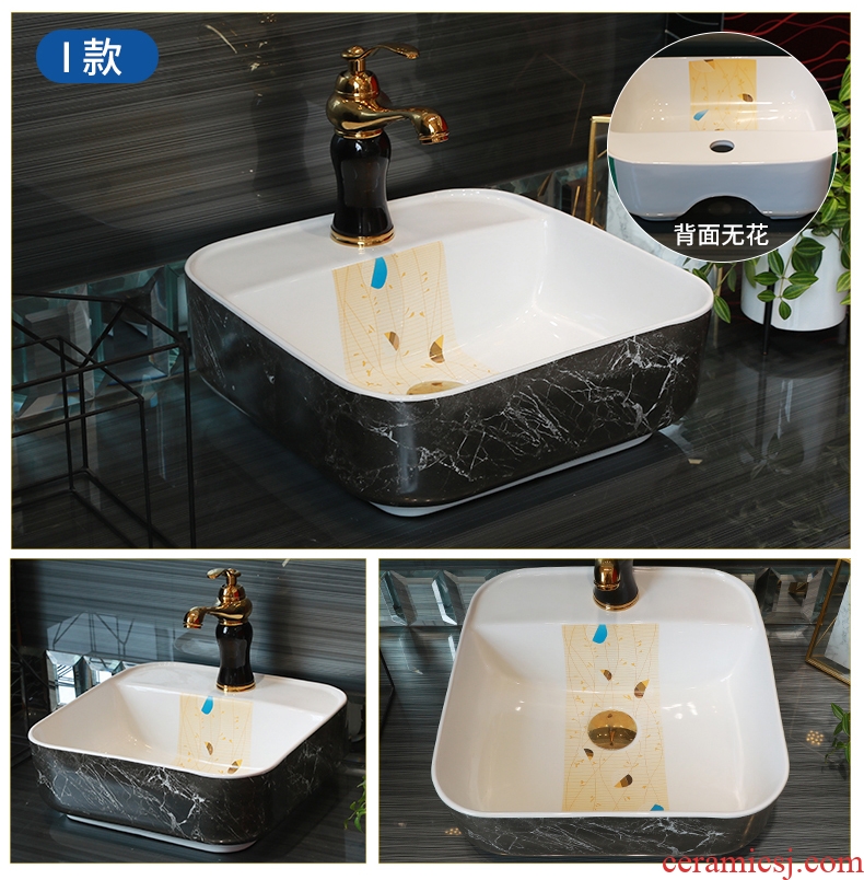 Contracted on the ceramic bowl lavatory square black marble basin of household toilet lavabo art