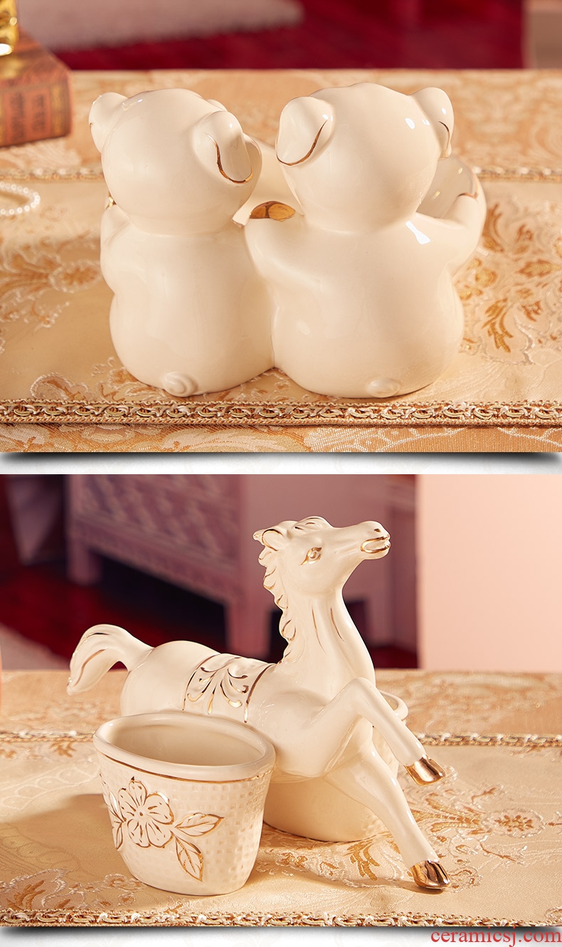 Ou porch ceramics that take key feel to receive a furnishing articles at the gate of home desktop receive box of deer horse cattle pig furnishing articles