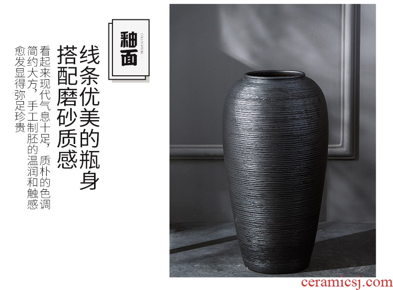 Large ceramic vase household soft adornment landing Chinese style restoring ancient ways furnishing articles up sitting room hotel lobby flower arranging device - 594907874803