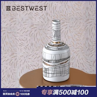BEST WEST display light porcelain ceramic vase coloured drawing or pattern furnishing articles of key-2 luxury living room decoration of new Chinese style originality